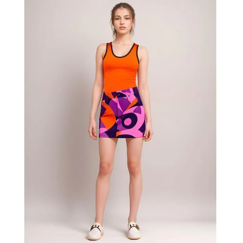 Tokyo Mini Stretch Denim Print Skirt - Airline Series