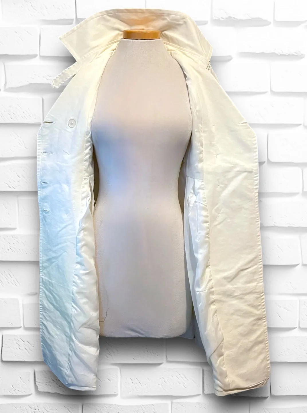 Vintage 1990’s XOXO Cream Dress Cut Belted Trench Coat