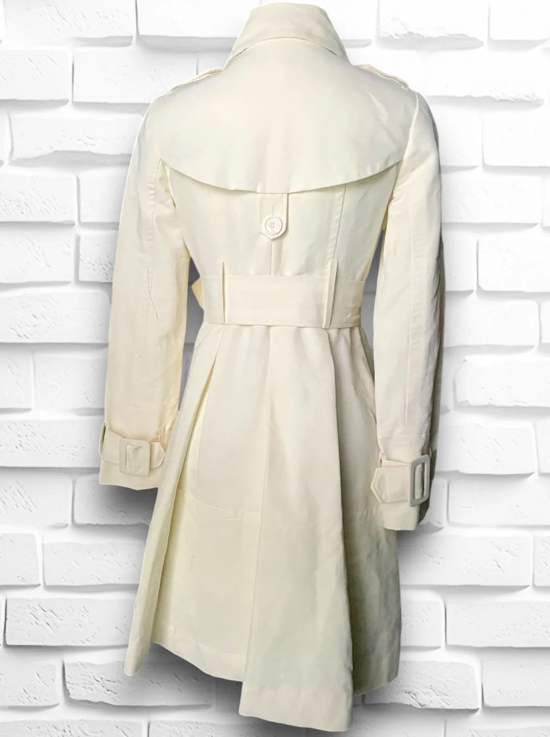 Vintage 1990’s XOXO Cream Dress Cut Belted Trench Coat