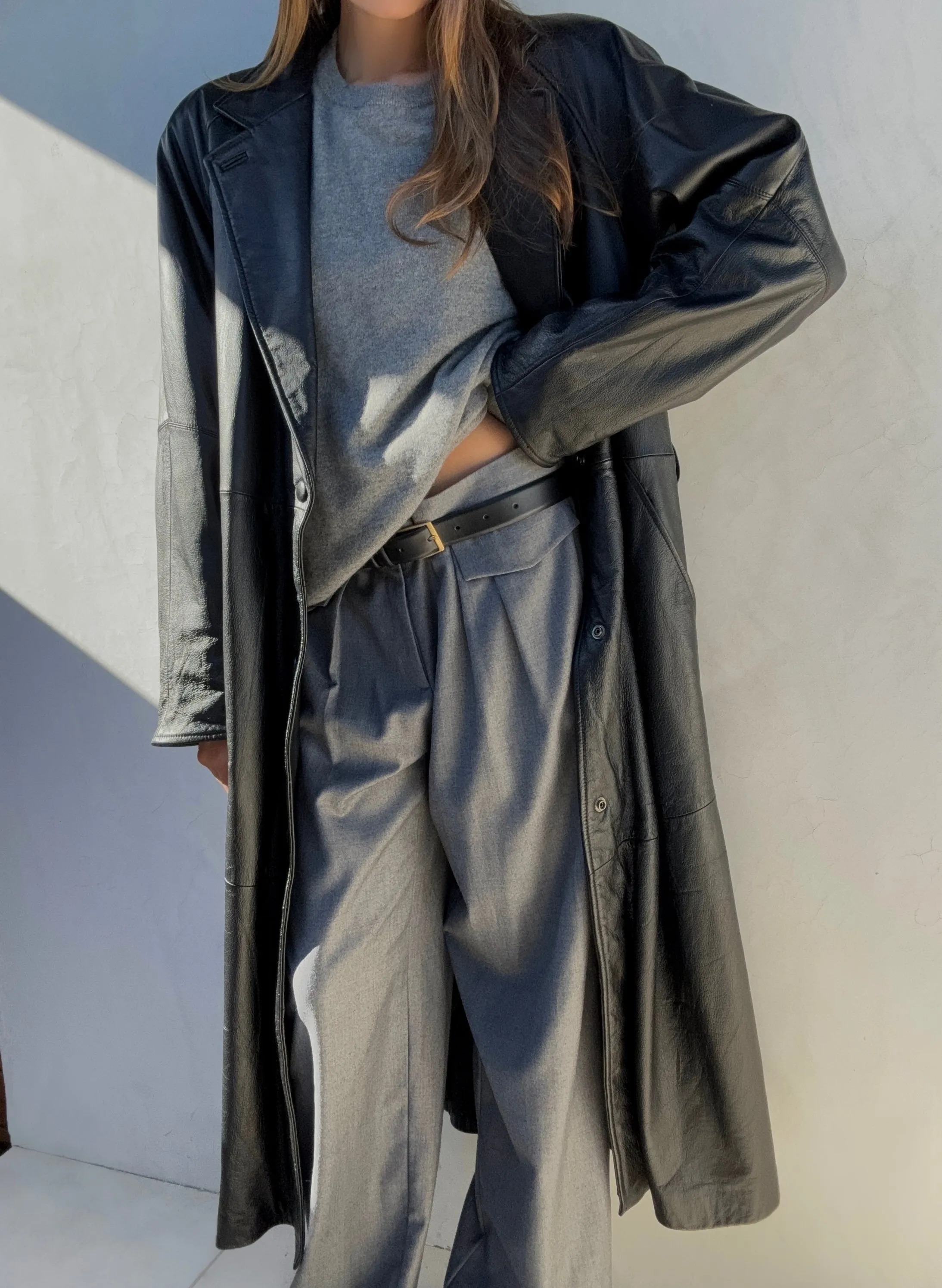 Vintage Leather Trench Coat