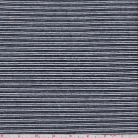 White/Navy Stripe Rayon Jersey Knit Fabric