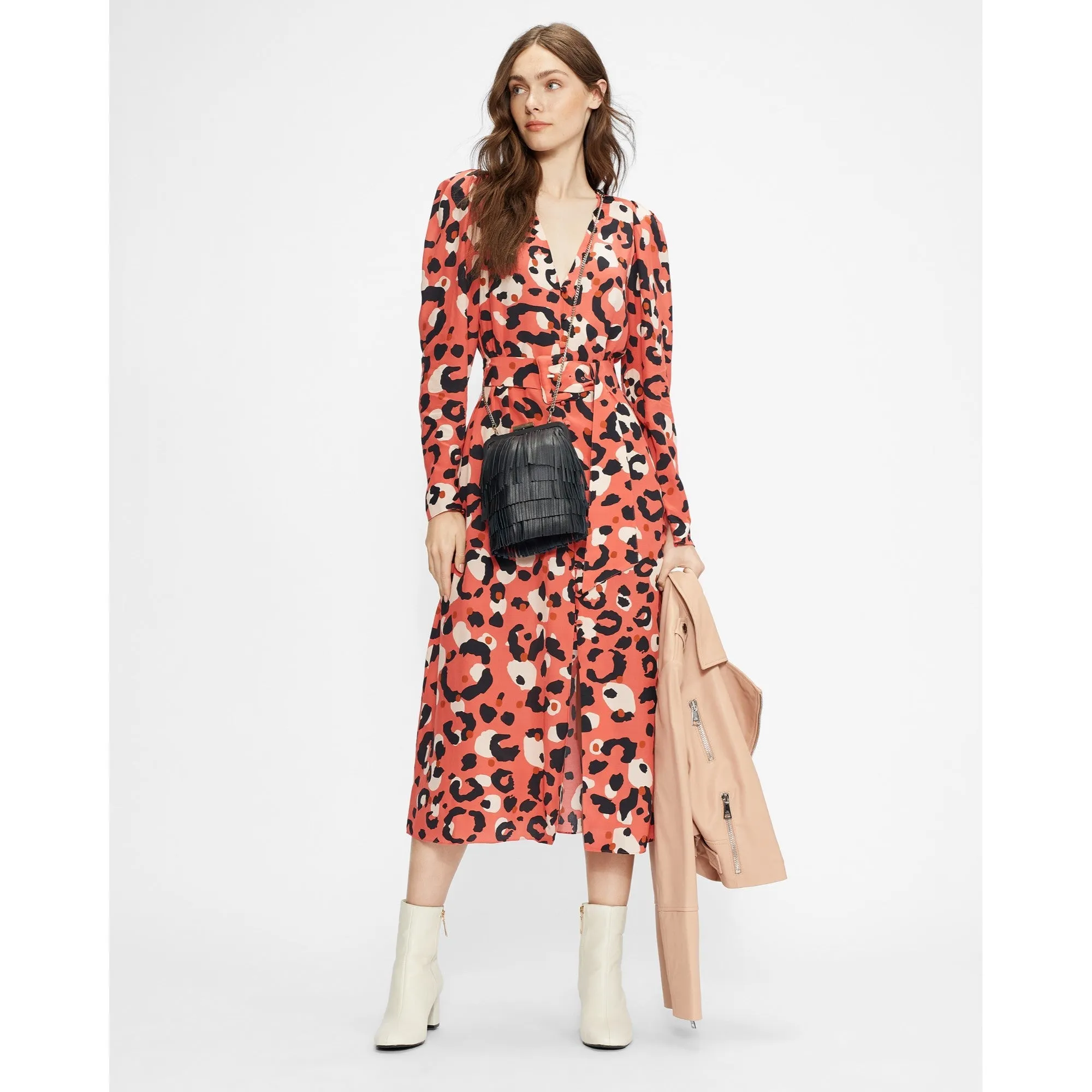 Women Wmd-Isbeil-Rouleau Midi A-Line Shirt Dress - Coral