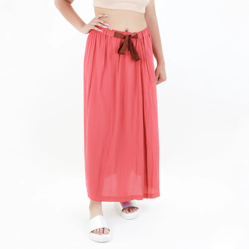 Women's Plain Long Skirt,Dark Coral