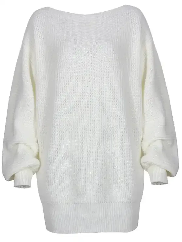 Women’s straight neck casual loose knit wool dress