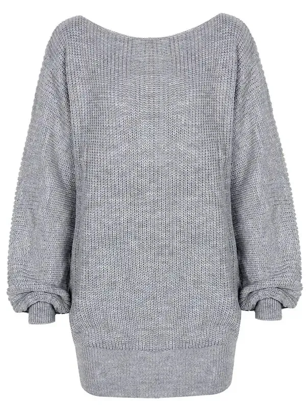 Women’s straight neck casual loose knit wool dress