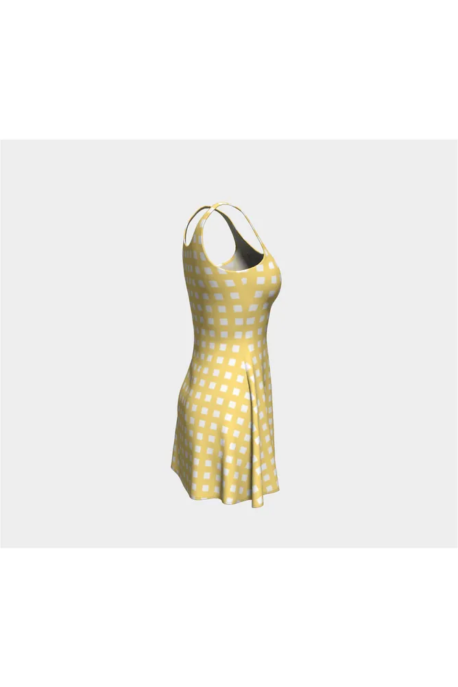 Yellow Gingham Flare Dress
