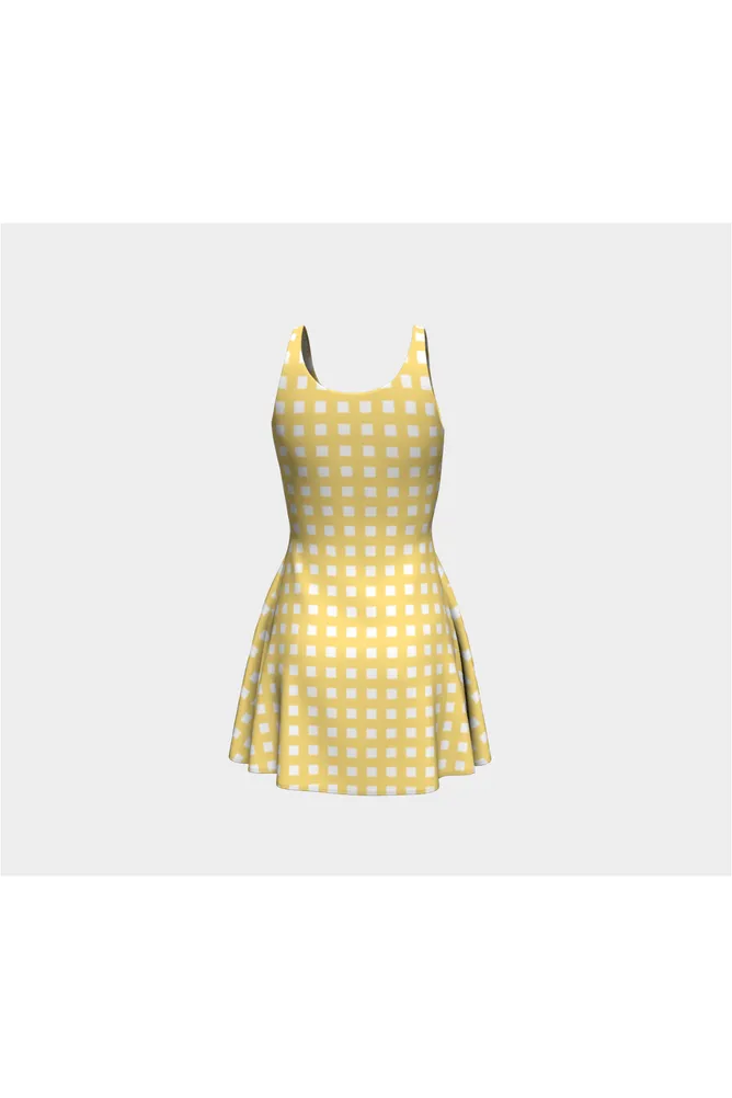 Yellow Gingham Flare Dress