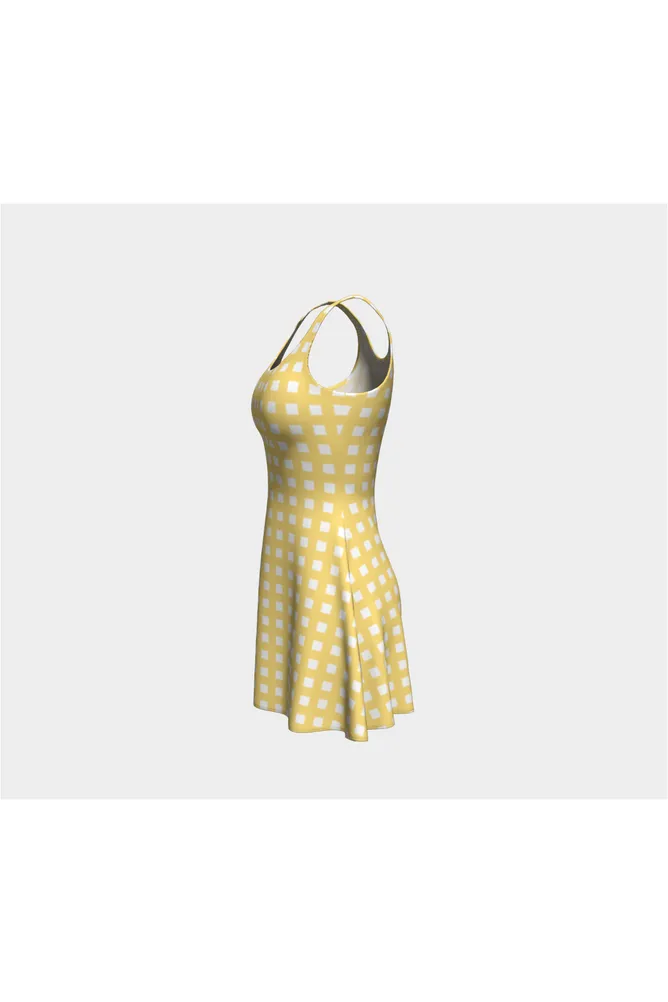 Yellow Gingham Flare Dress